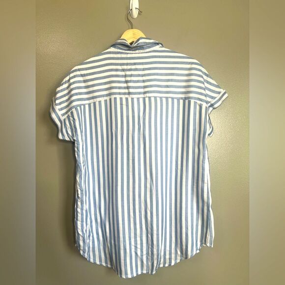 Beach Lunch Lounge Spencer slate blue striped button down shirt oversize - Picture 2 of 6